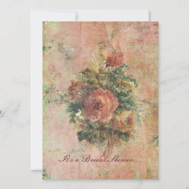 Invitación nupcial de la ducha de los rosas de la (Anverso)