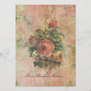Invitación nupcial de la ducha de los rosas de la