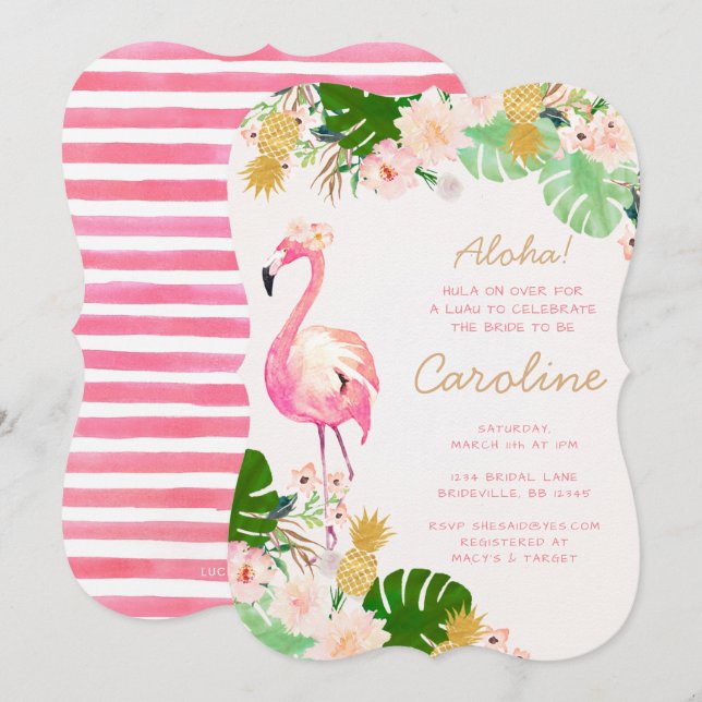Invitación nupcial de la ducha de Luau (Anverso / Reverso)