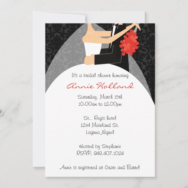 Invitación nupcial de la ducha de novia y del (Anverso)