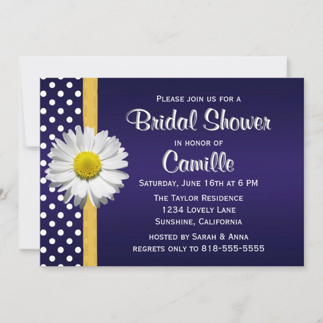 Invitación nupcial de la ducha de YellowDaisy de (Anverso)