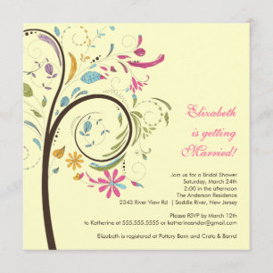 Invitación nupcial de la ducha del árbol floral de