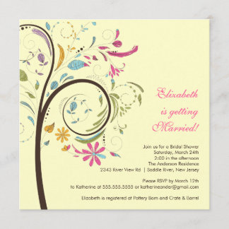 Invitación nupcial de la ducha del árbol floral de