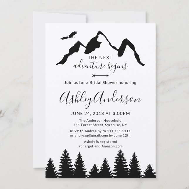 Invitación nupcial de la ducha del bosque de la (Anverso)