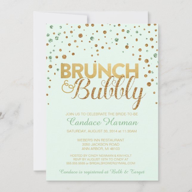 Invitación nupcial de la ducha del brunch y del (Anverso)