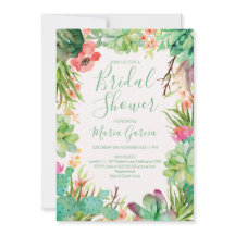 Invitación nupcial de la ducha del cactus