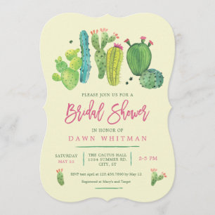 Invitación nupcial de la ducha del cactus de Boho