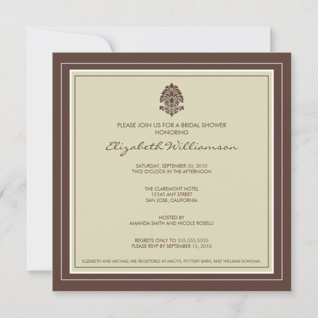 Invitación nupcial de la ducha del capítulo simple (Anverso)