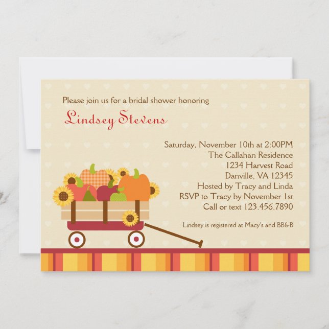 Invitación nupcial de la ducha del carro de la (Anverso)