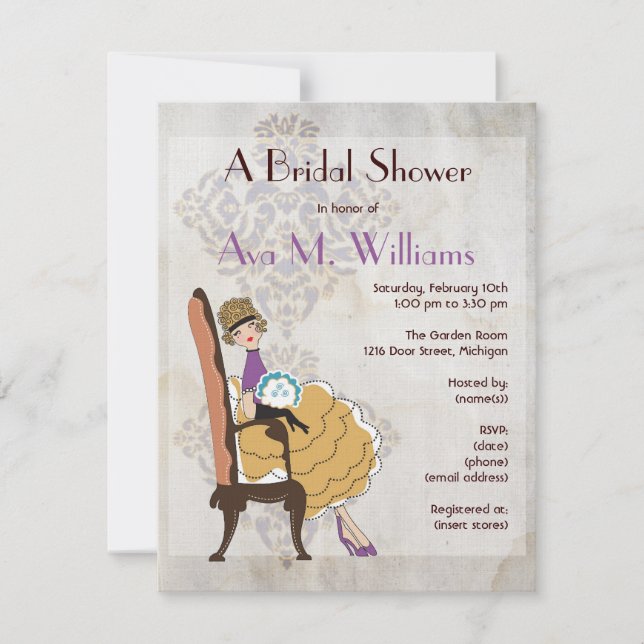 Invitación nupcial de la ducha del chica femenino (Anverso)