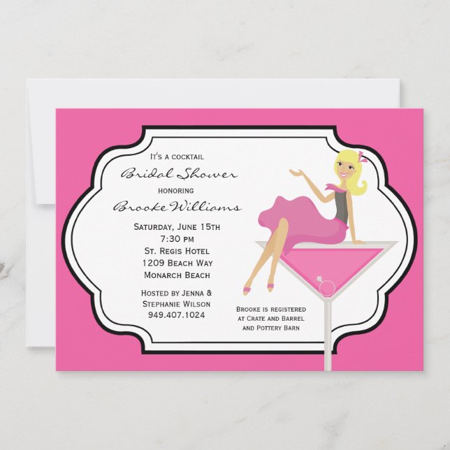 Invitación nupcial de la ducha del cóctel (Anverso)