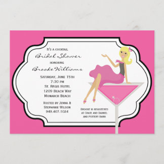 Invitación nupcial de la ducha del cóctel