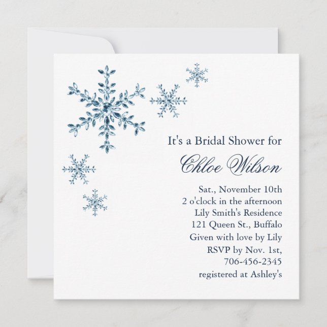 Invitación nupcial de la ducha del copo de nieve (Anverso)