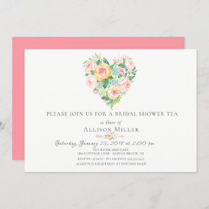 Invitación nupcial de la ducha del corazón floral