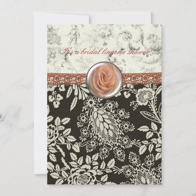 Invitación nupcial de la ducha del cordón rosado (Anverso)