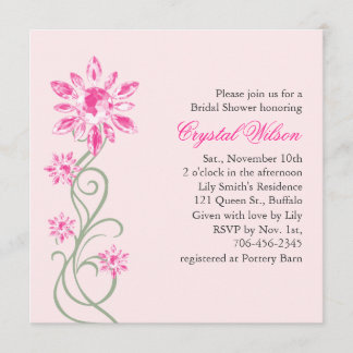 Invitación nupcial de la ducha del cristal (rosa)