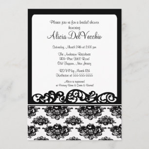 Invitación nupcial de la ducha del damasco blanco