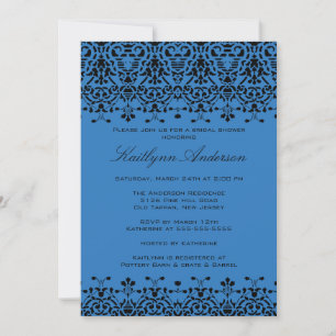 Invitación nupcial de la ducha del damasco del