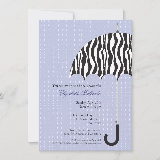 Invitación nupcial de la ducha del día lluvioso (Anverso)