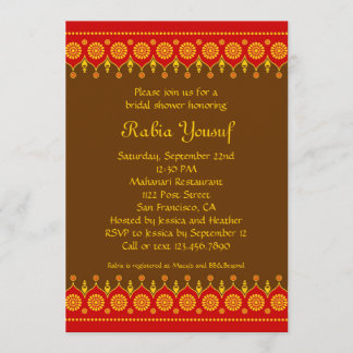 Invitación nupcial de la ducha del estilo indio
