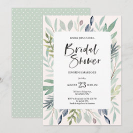 Invitación nupcial de la ducha del follaje verde
