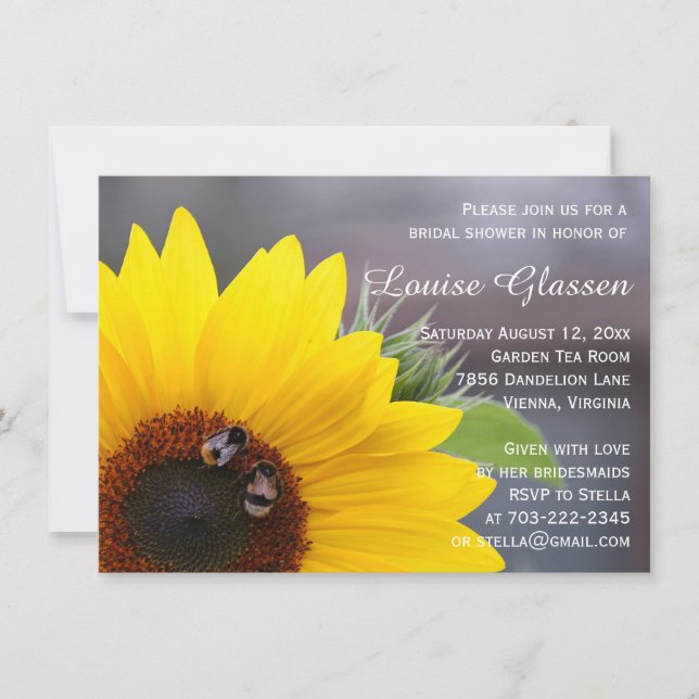 Invitación nupcial de la ducha del girasol (Anverso)