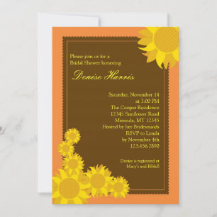 Invitación nupcial de la ducha del girasol