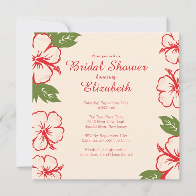 Invitación nupcial de la ducha del hibisco (Anverso)