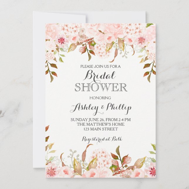invitación nupcial de la ducha del hydrangea (Anverso)