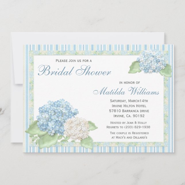Invitación nupcial de la ducha del Hydrangea (Anverso)