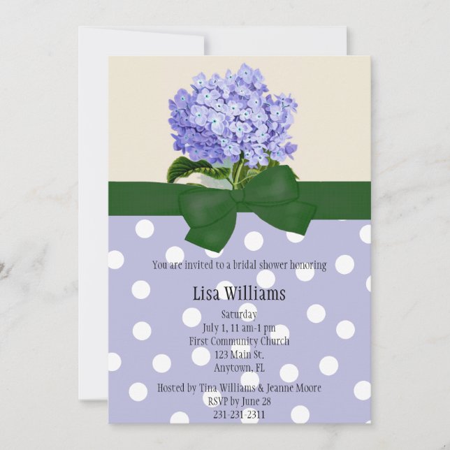 Invitación nupcial de la ducha del Hydrangea (Anverso)