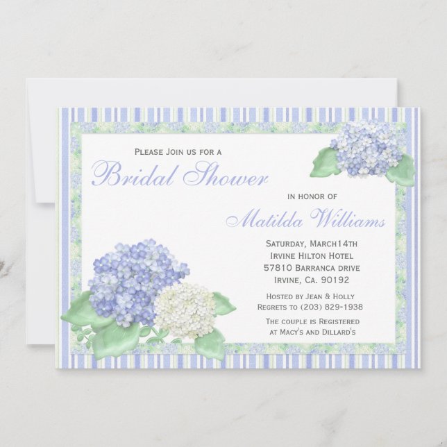 Invitación nupcial de la ducha del Hydrangea (Anverso)