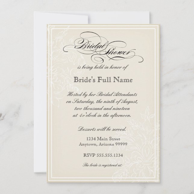 Invitación nupcial de la ducha del Hydrangea de la (Anverso)