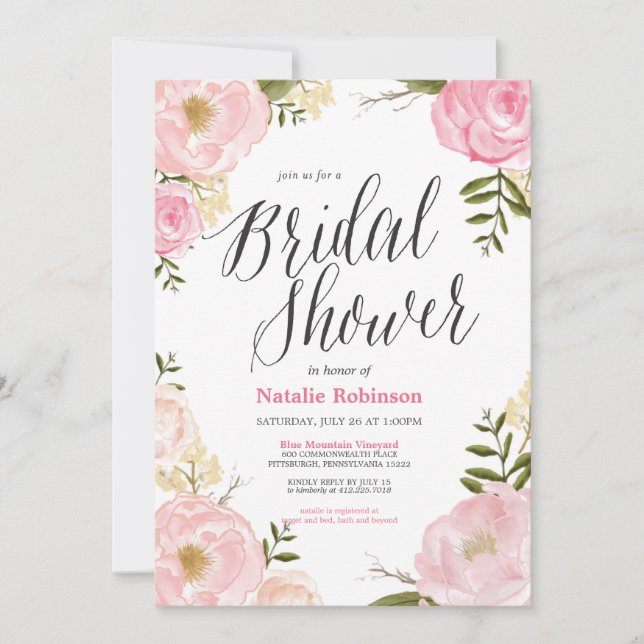 Invitación nupcial de la ducha del jardín (Anverso)