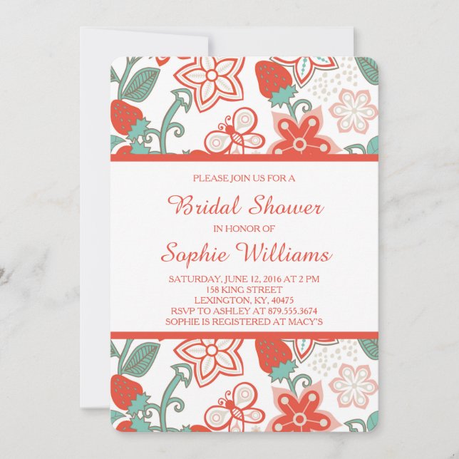 Invitación nupcial de la ducha del jardín de la (Anverso)
