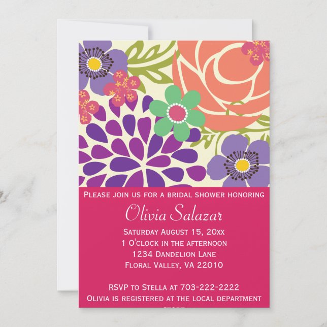 Invitación nupcial de la ducha del jardín floral (Anverso)