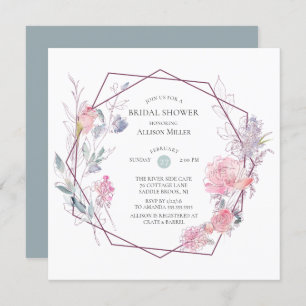 Invitación nupcial de la ducha del marco floral