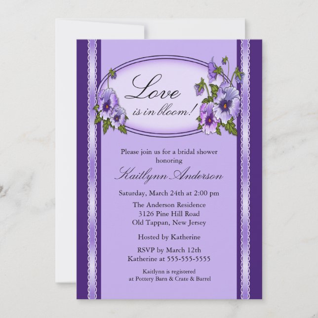 Invitación nupcial de la ducha del marco floral (Anverso)