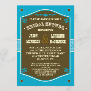 Invitación nupcial de la ducha del par occidental