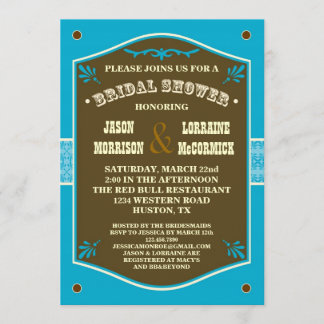 Invitación nupcial de la ducha del par occidental