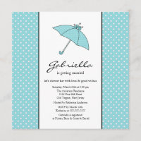 Invitación nupcial de la ducha del paraguas azul