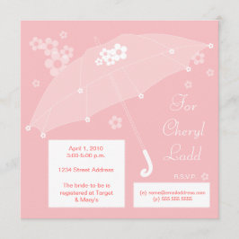 Invitación nupcial de la ducha del paraguas (rosa)