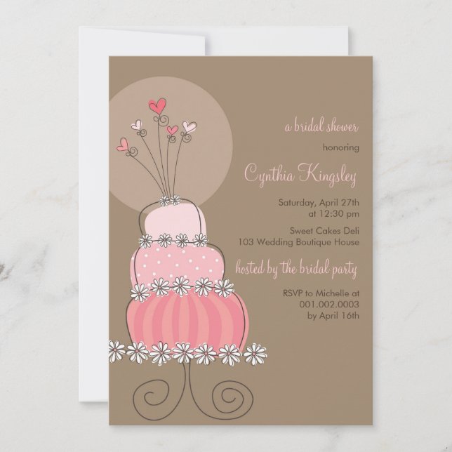 Invitación nupcial de la ducha del pastel de bodas (Anverso)