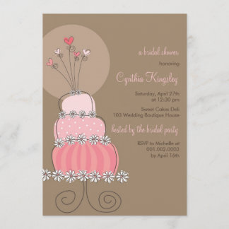 Invitación nupcial de la ducha del pastel de bodas