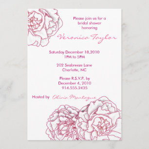 Invitación nupcial de la ducha del Peony rosado