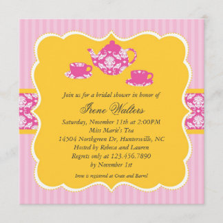 Invitación nupcial de la ducha del pote del té