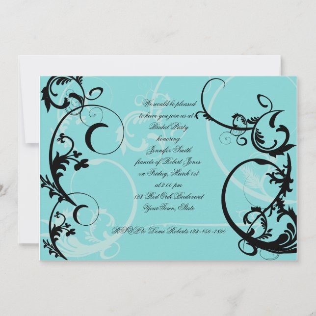 Invitación nupcial de la ducha del remolino del (Anverso)