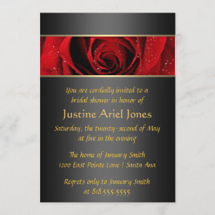 Invitación nupcial de la ducha del rosa rojo
