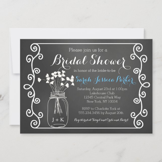 Invitación nupcial de la ducha del tarro de (Anverso)