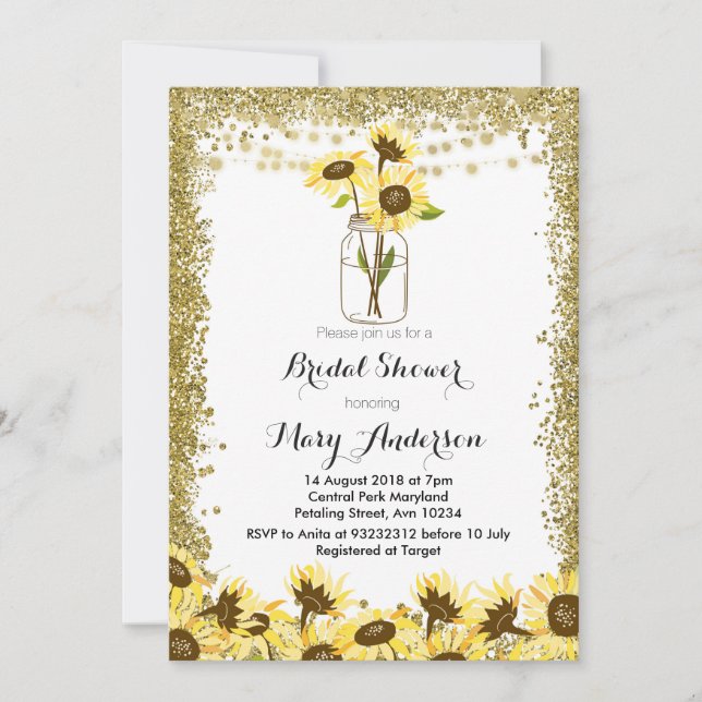 Invitación nupcial de la ducha del tarro de (Anverso)